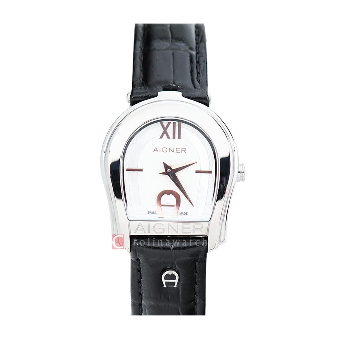 Jam Tangan AIGNER AGA24223B Women White Dial Black Leather Strap