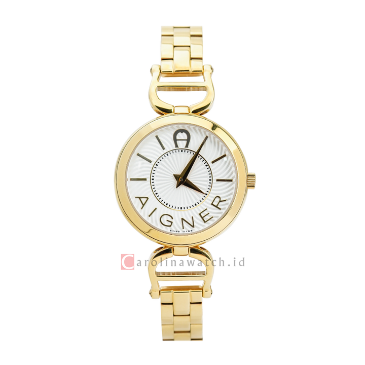 Jam Tangan AIGNER AGA24254B Women White Dial Gold Stainless Steel Strap