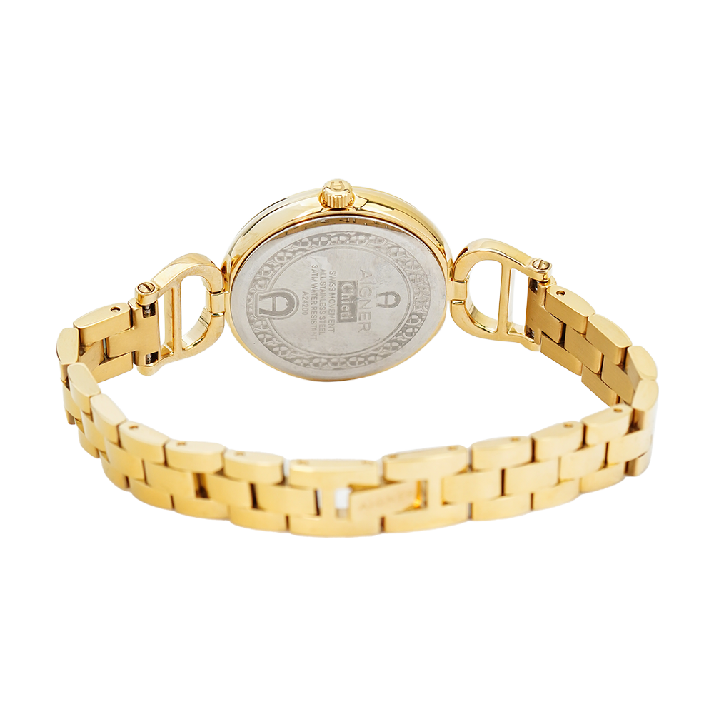 Jam Tangan AIGNER AGA24254B Women White Dial Gold Stainless Steel Strap