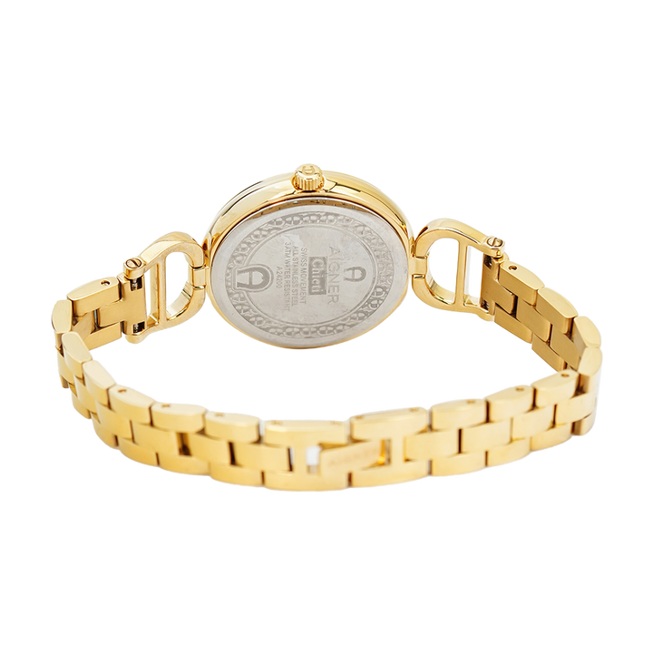 Jam Tangan AIGNER AGA24254B Women White Dial Gold Stainless Steel Strap