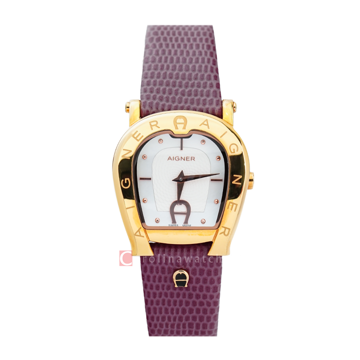 Jam Tangan AIGNER AGA24259A Women White Dial Purple Leather Strap