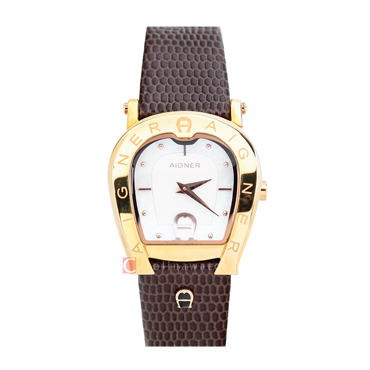 Jam Tangan AIGNER AGA24259B Women White Dial Brown Leather Strap