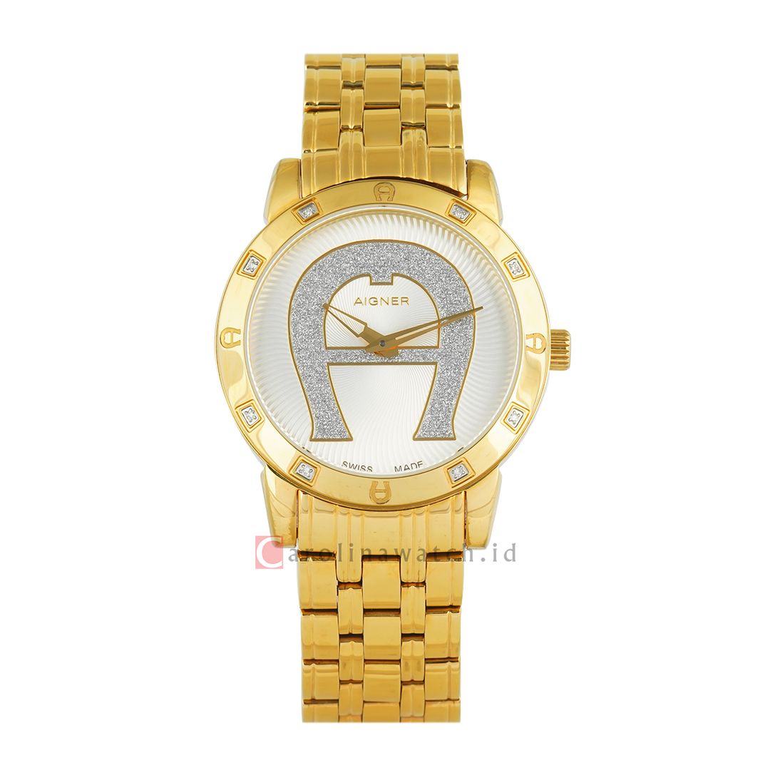 Jam Tangan AIGNER AGA26367 Women White Dial Gold Stainless Steel Strap