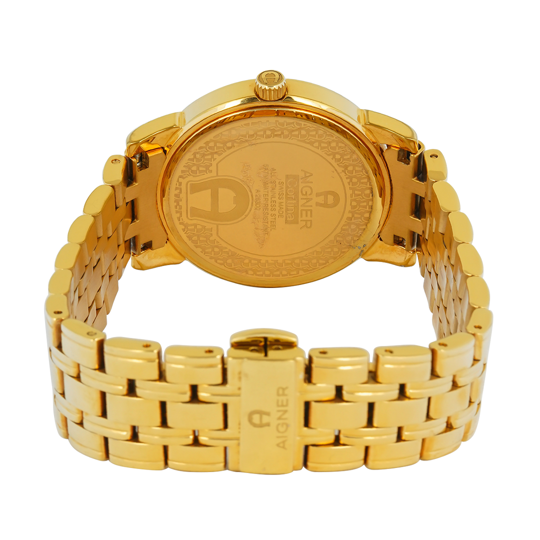 Jam Tangan AIGNER AGA26367 Women White Dial Gold Stainless Steel Strap