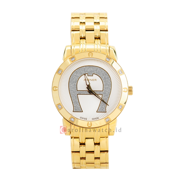 Jam Tangan AIGNER AGA26367 Women White Dial Gold Stainless Steel Strap