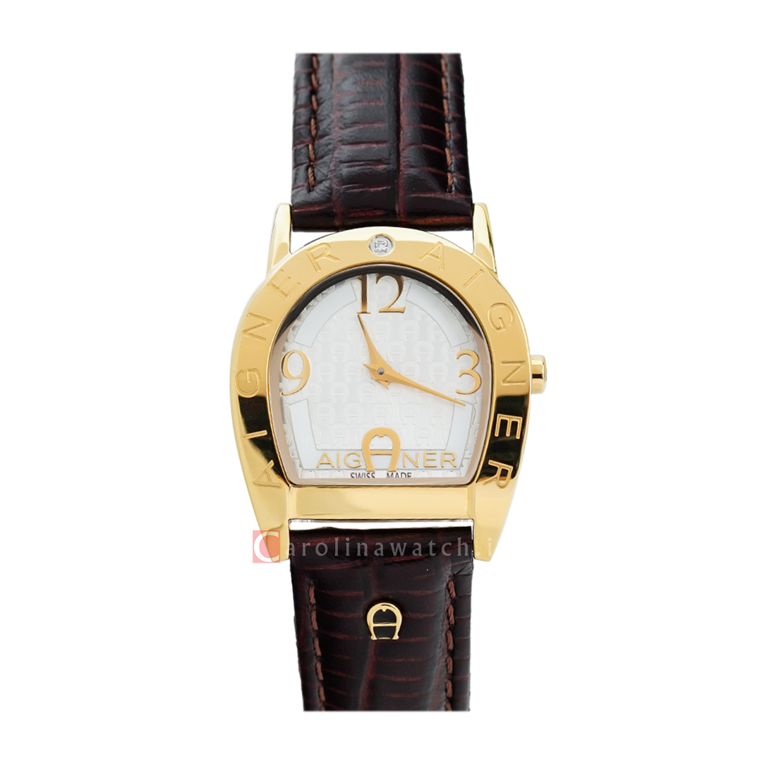 Jam Tangan AIGNER AGA32278A Women White Dial Brown Leather Strap