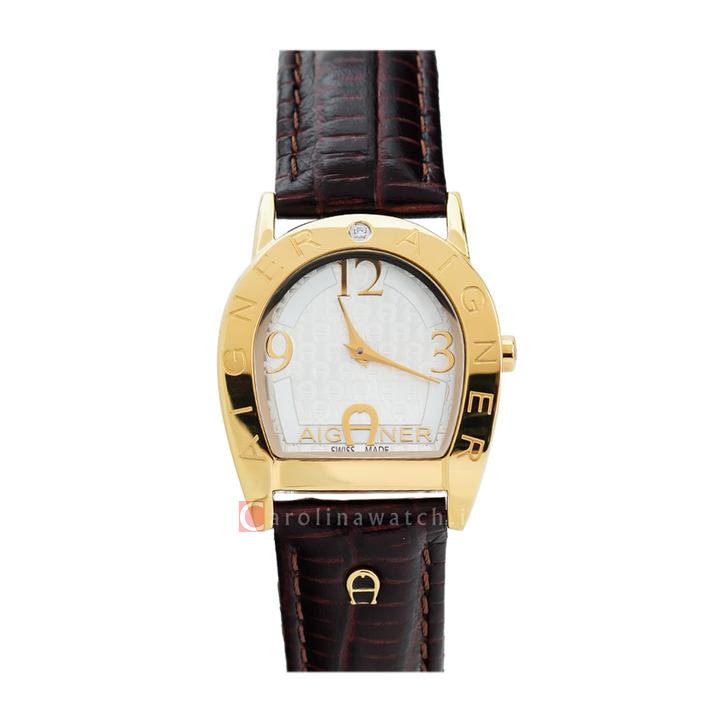 Jam Tangan AIGNER AGA32278A Women White Dial Brown Leather Strap