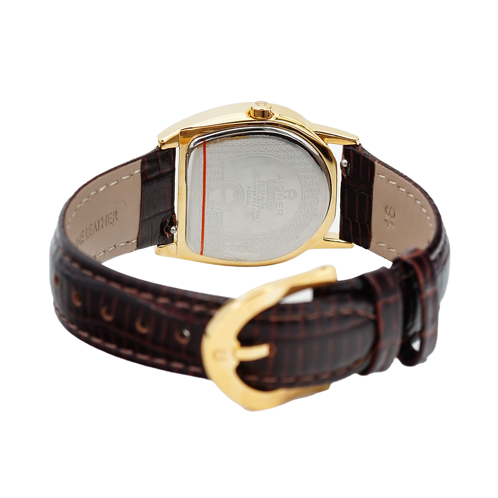 Jam Tangan AIGNER AGA32278A Women White Dial Brown Leather Strap