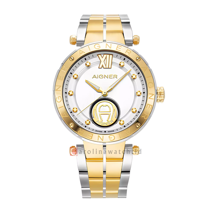 Jam Tangan AIGNER AGW.235001 Men Silver Dial Dual Tone Stainless Steel Strap