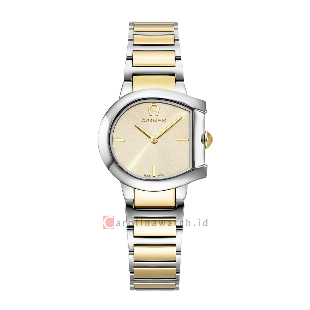 Jam Tangan AIGNER AGW.288002 Women Gold Dial Dual Tone Stainless Steel Strap