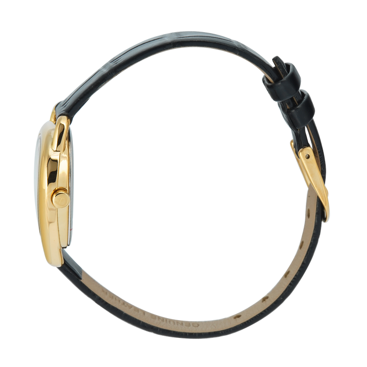 Jam Tangan AIGNER AGW.296001.C Women Silver Dial Black Leather Strap