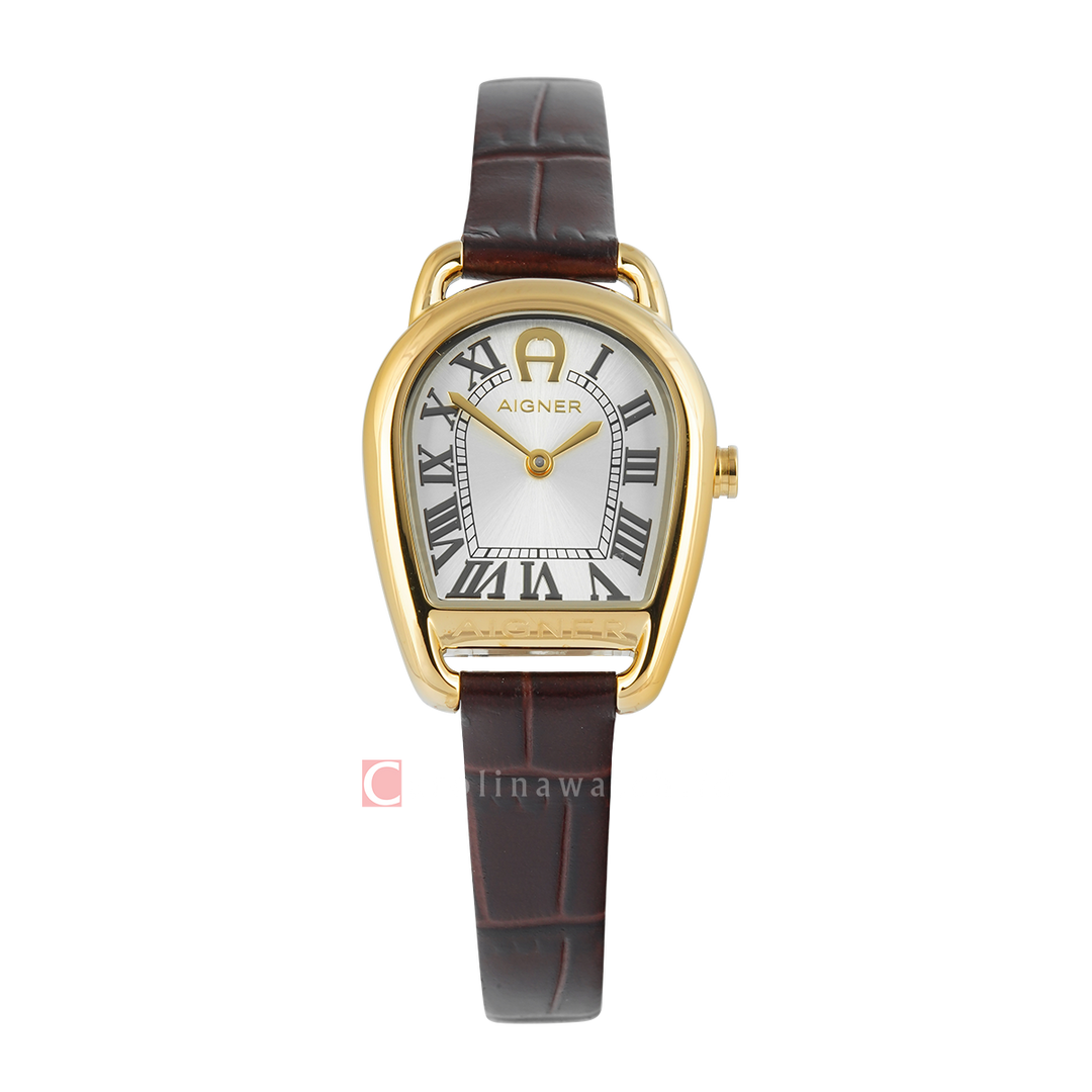 Jam Tangan AIGNER AGW.296002.C Women Silver Dial Brown Leather Strap