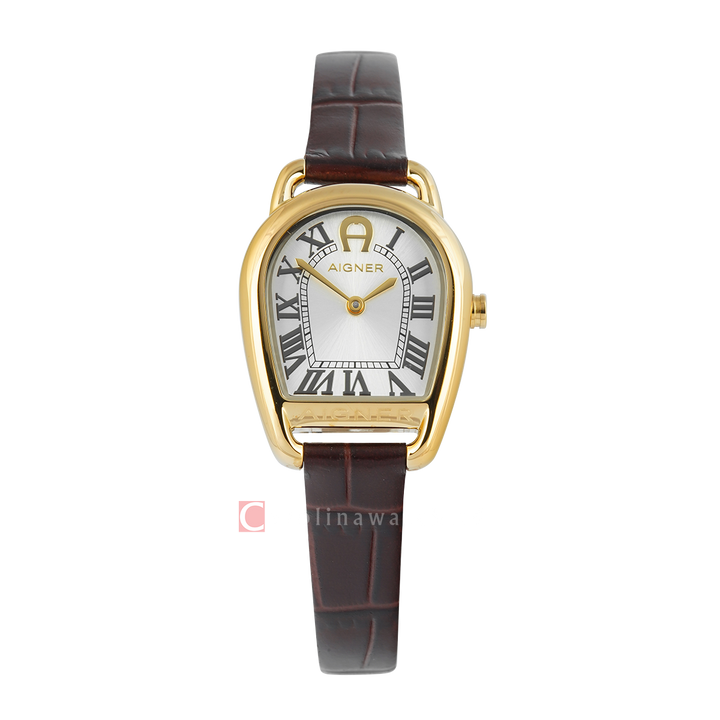 Jam Tangan AIGNER AGW.296002.C Women Silver Dial Brown Leather Strap