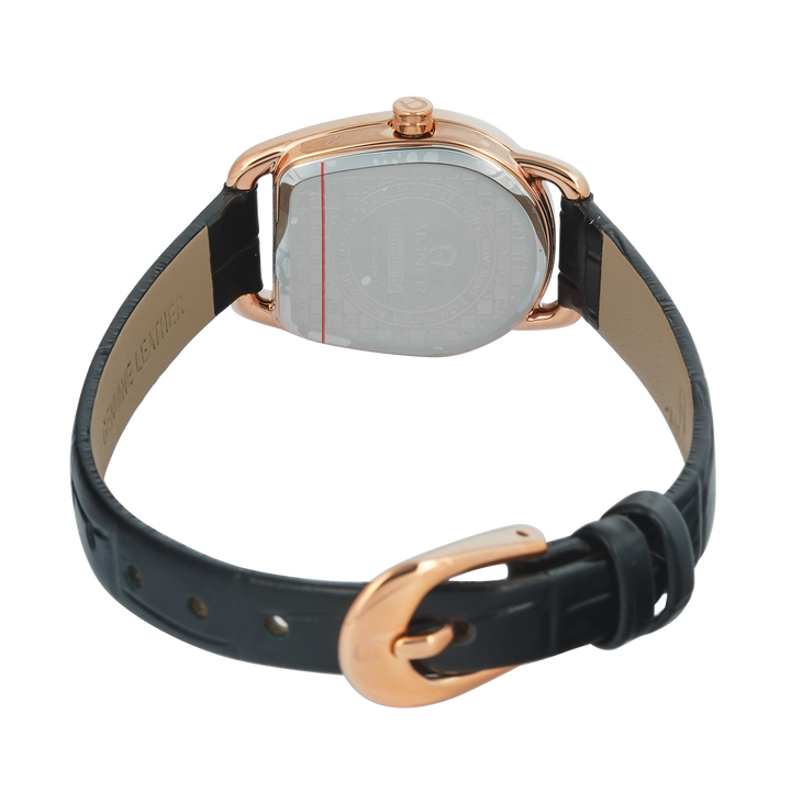 Jam Tangan AIGNER AGW.296004.C Women Silver Dial Black Leather Strap