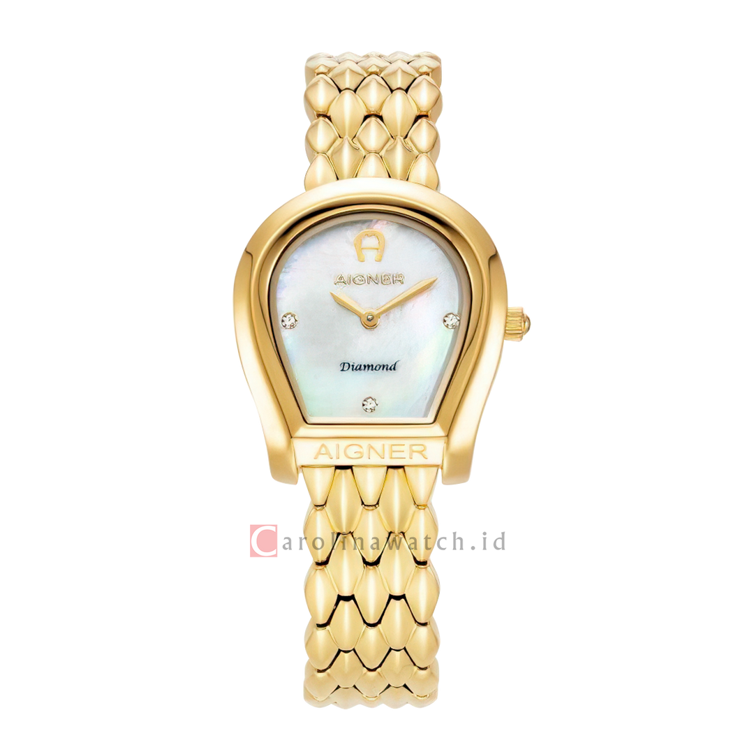 Jam Tangan AIGNER AGW231004 Women Mother of Pearl Dial Gold Stainless Steel Strap