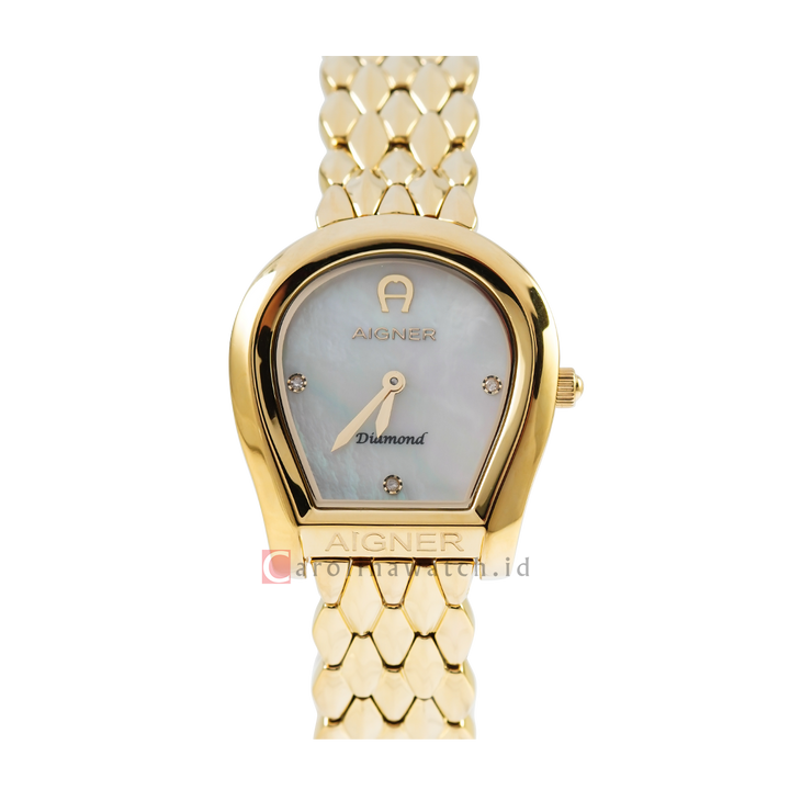 Jam Tangan AIGNER AGW231004 Women Mother of Pearl Dial Gold Stainless Steel Strap