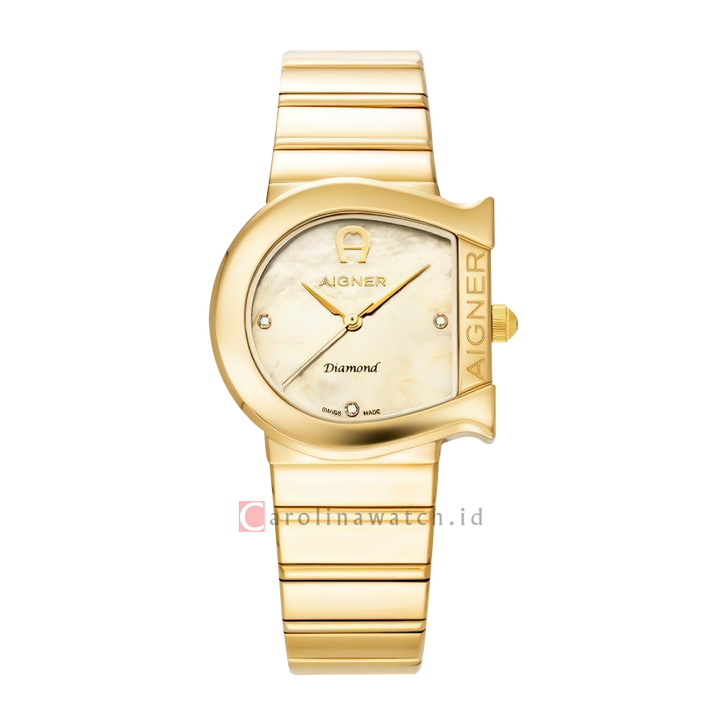 Jam Tangan AIGNER AGW232002 Women White Dial Gold Stainless Steel Strap