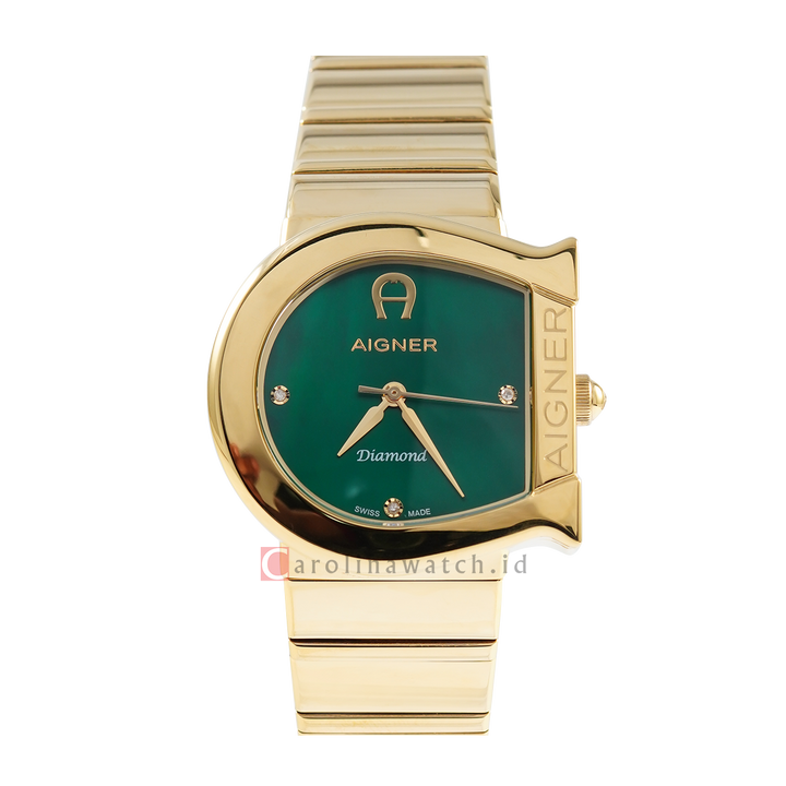 Jam Tangan AIGNER AGW232003 Women Green Dial Gold Stainless Steel Strap