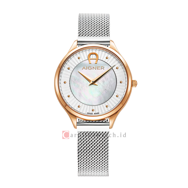 Jam Tangan AIGNER AGW233004 Women Mother of Pearl Dial Stainless Steel Strap