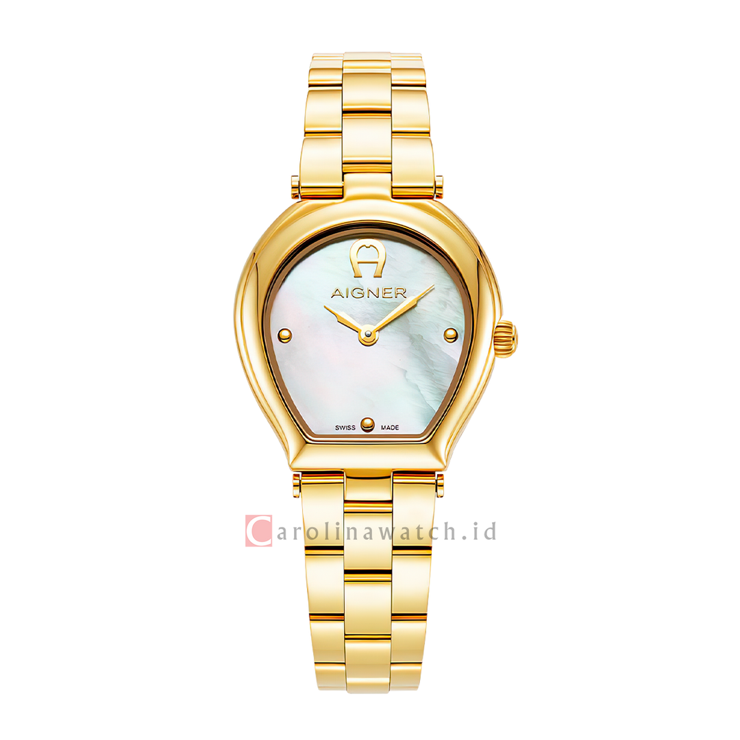 Jam Tangan AIGNER AGW238012 Women Mother of Pearl Dial Gold Stainless Steel Strap