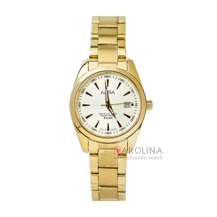 Jam Tangan ALBA AH7A22X1 Women Gold Dial Gold Stainless Steel Strap
