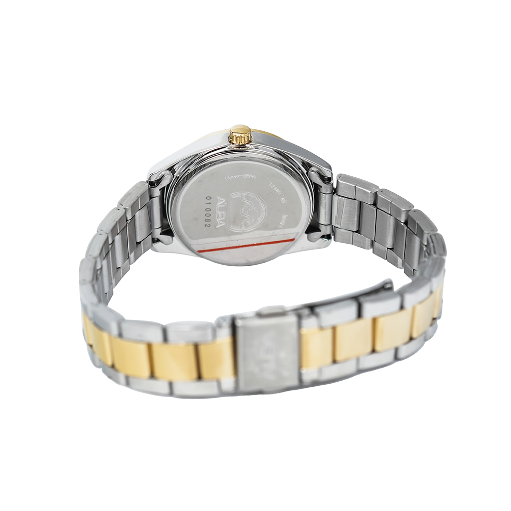 Jam Tangan ALBA AH7A28X1 Women White Silver Dial Dual Tone Stainless Steel Strap