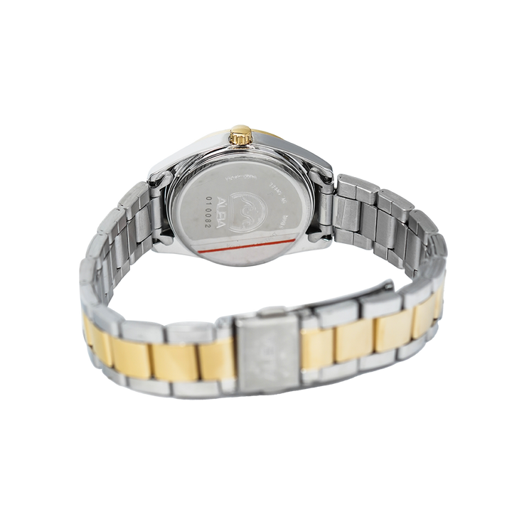 Jam Tangan ALBA AH7A28X1 Women White Silver Dial Dual Tone Stainless Steel Strap