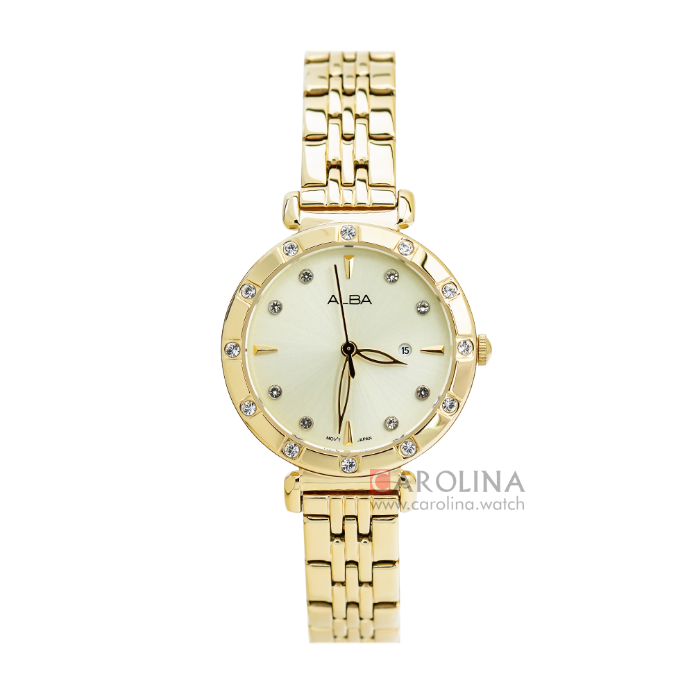 Jam Tangan ALBA AH7AA4X1 Women Light Champagne Dial Gold Stainless Steel Strap
