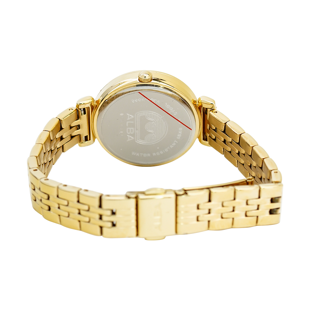 Jam Tangan ALBA AH7AA4X1 Women Light Champagne Dial Gold Stainless Steel Strap