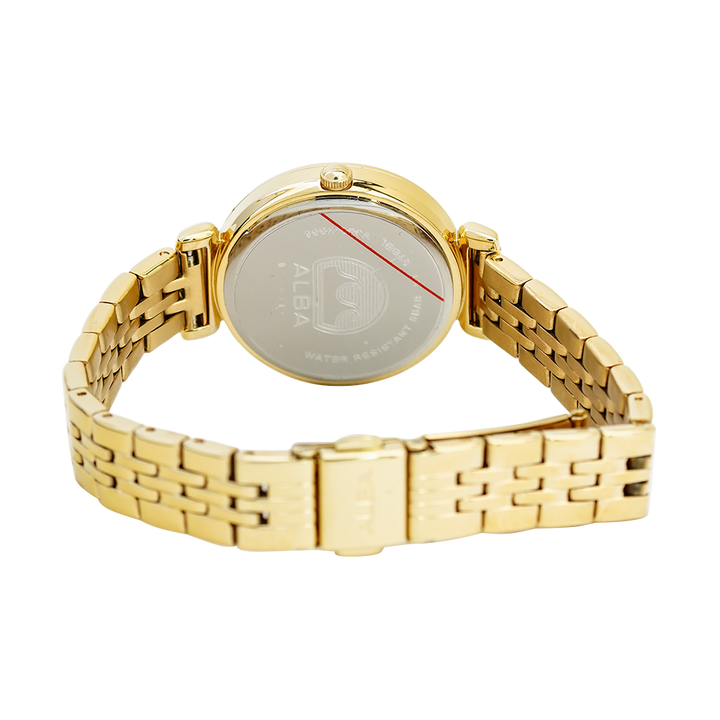 Jam Tangan ALBA AH7AA4X1 Women Light Champagne Dial Gold Stainless Steel Strap