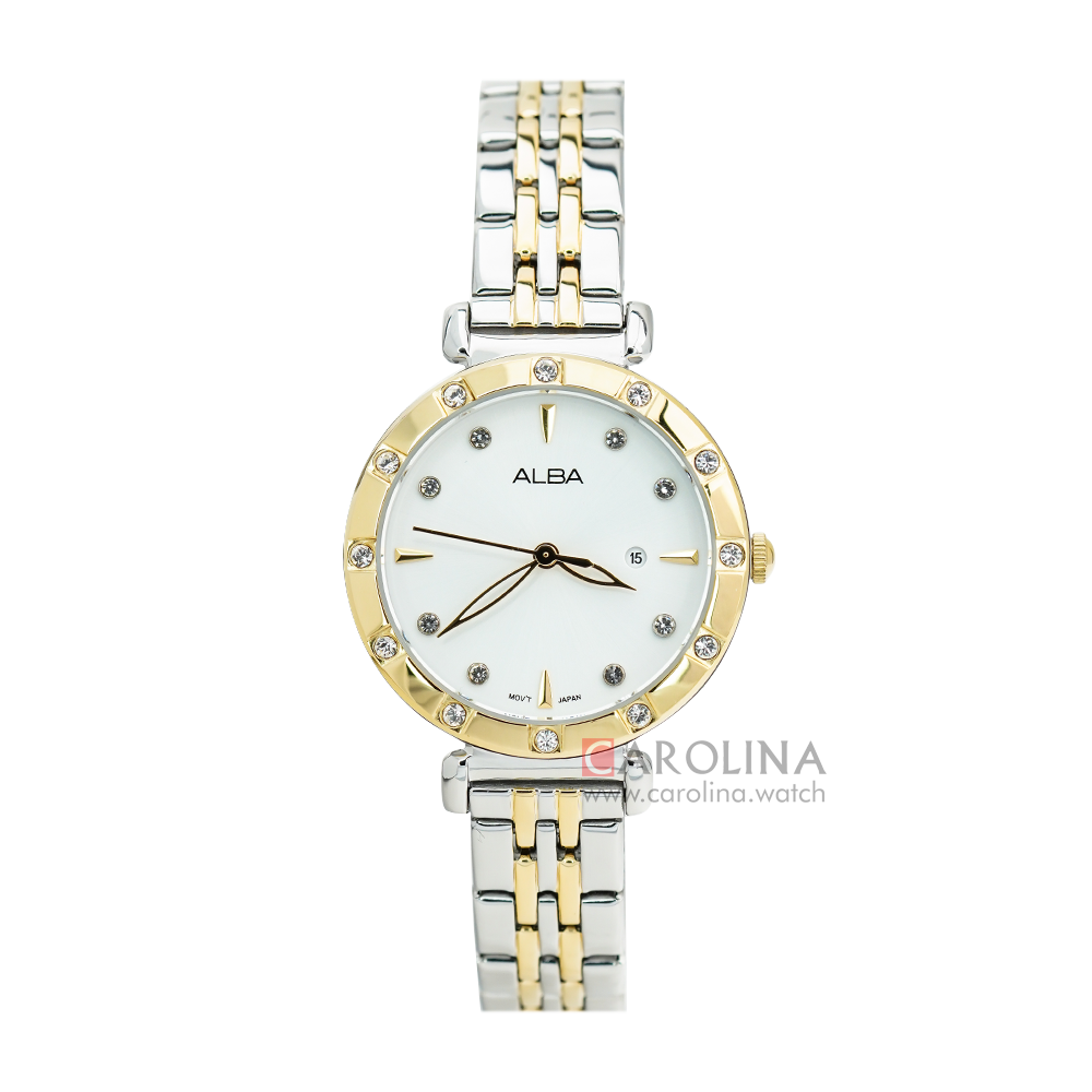 Jam Tangan ALBA AH7AA8X1 Women Silver White Dial Dual Tone Stainless Steel Strap