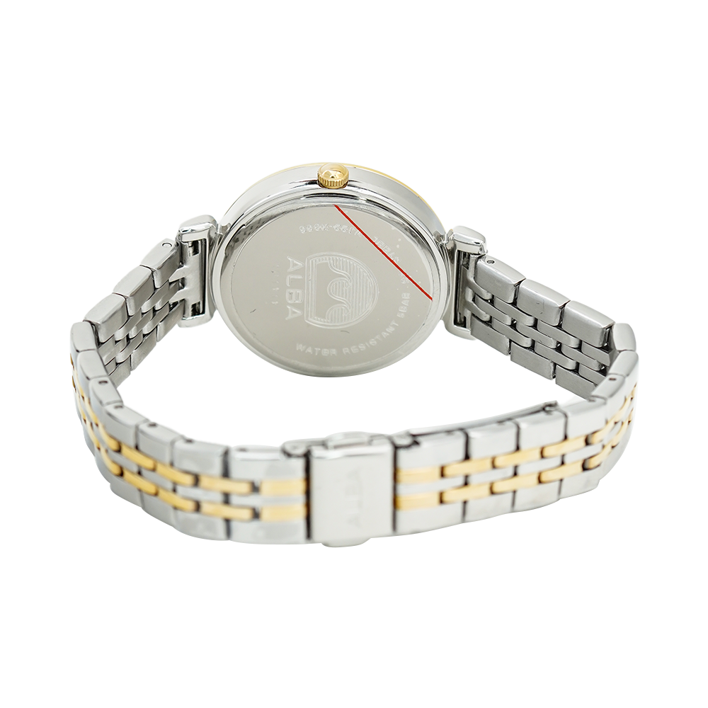 Jam Tangan ALBA AH7AA8X1 Women Silver White Dial Dual Tone Stainless Steel Strap