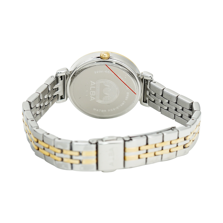 Jam Tangan ALBA AH7AA8X1 Women Silver White Dial Dual Tone Stainless Steel Strap