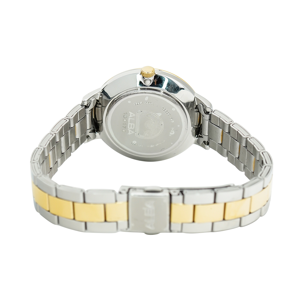 Jam Tangan ALBA AH7AF2X1 Women White Dial Dual Tone Stainless Steel Strap