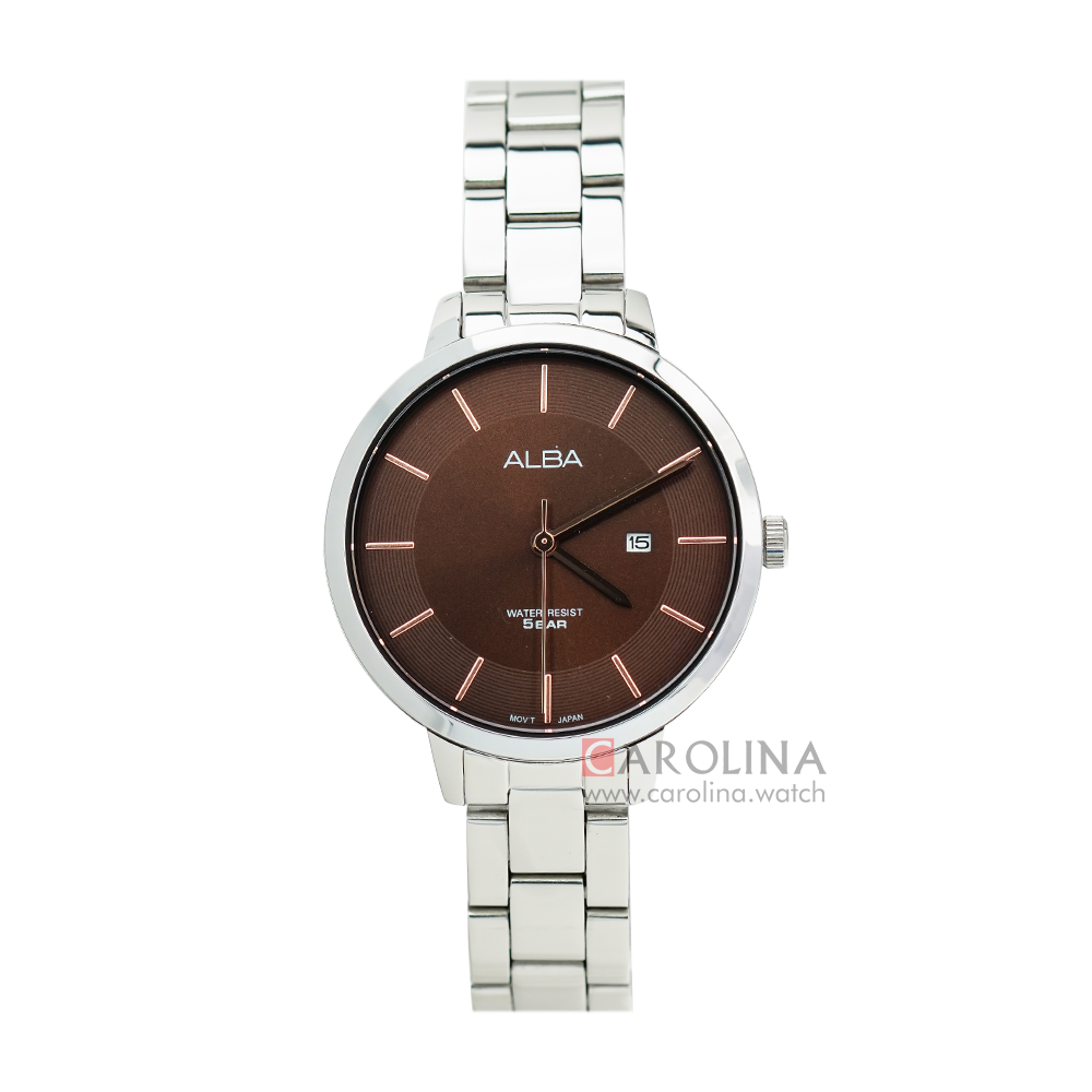 Jam Tangan ALBA Fashion AH7AF7X1 Women Dark Brown Dial Stainless Steel Strap