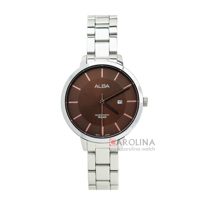 Jam Tangan ALBA Fashion AH7AF7X1 Women Dark Brown Dial Stainless Steel Strap