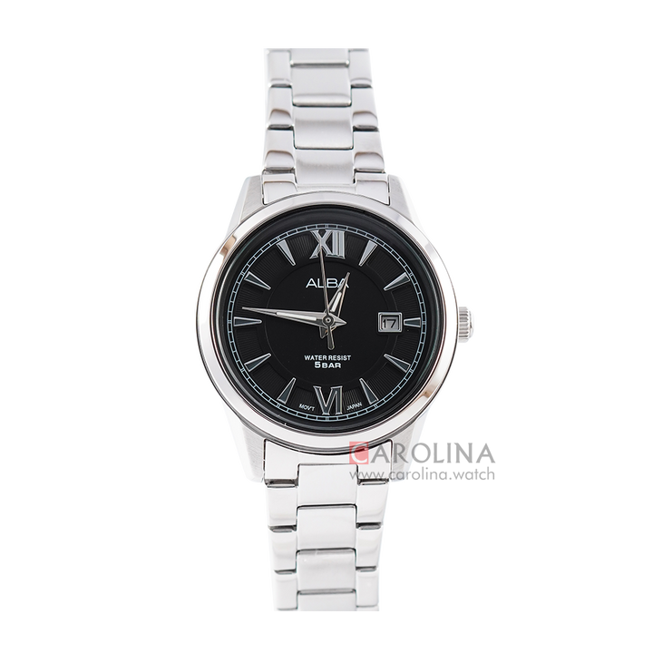 Jam Tangan ALBA Prestige AH7AU1X1 Women Black Dial Stainless Steel Strap