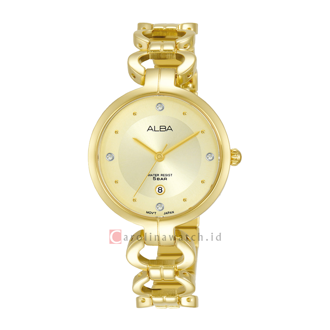 Jam Tangan ALBA Fashion AH7AV0X1 Women Champagne Dial Gold Stainless Steel Strap