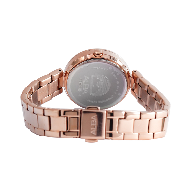 Jam Tangan ALBA Fashion AH7AW4X1 Women Pink MOP Dial Rose Gold Stainless Steel Strap