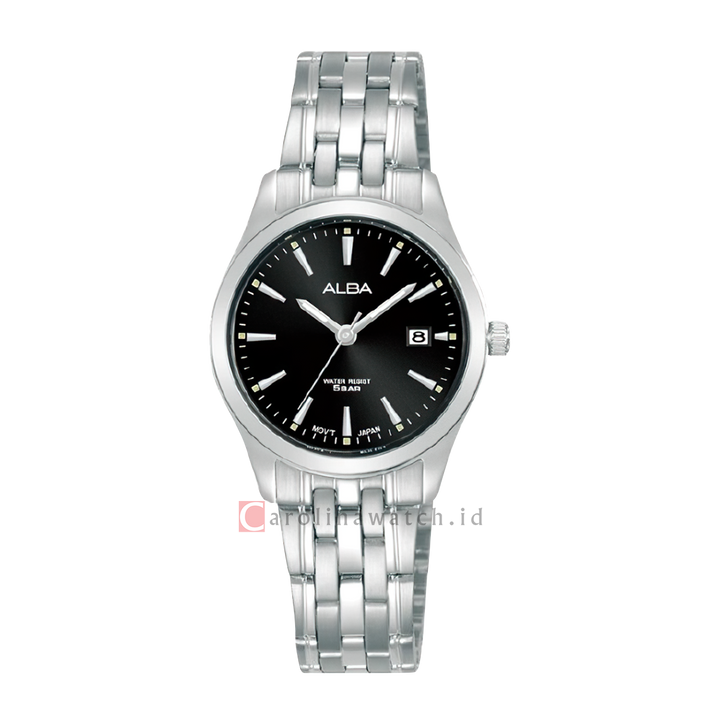 Jam Tangan ALBA AH7BM9X1 Women Black Dial Stainless Steel Strap