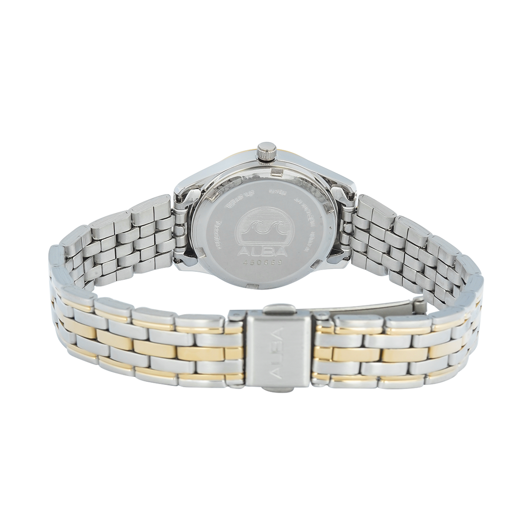 Jam Tangan ALBA AH7BN4X1 Women Gold Dial Dual Tone Stainless Steel Strap
