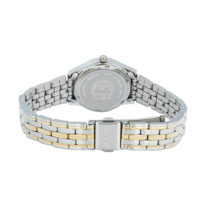 Jam Tangan ALBA AH7BN4X1 Women Gold Dial Dual Tone Stainless Steel Strap