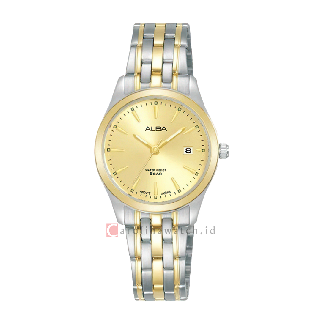 Jam Tangan ALBA AH7BN4X1 Women Gold Dial Dual Tone Stainless Steel Strap