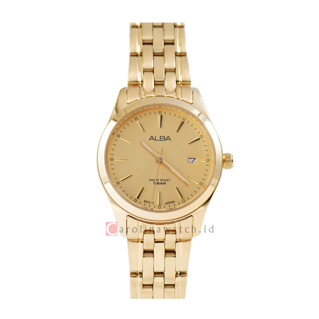 Jam Tangan ALBA AH7BN6X1 Women Gold Dial Gold Stainless Steel Strap