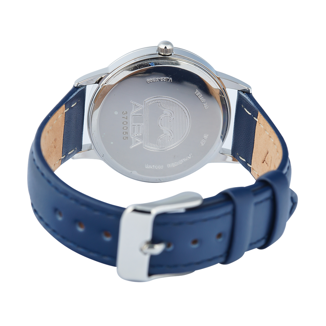 Jam Tangan ALBA Fashion AH7BV5X1 Women Blue Dial Blue Leather Strap