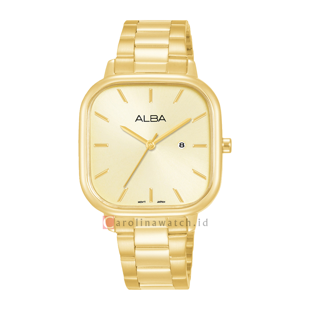 Jam Tangan ALBA Fashion AH7BY8X1 Women Light Champagne Dial Gold Stainless Steel Strap