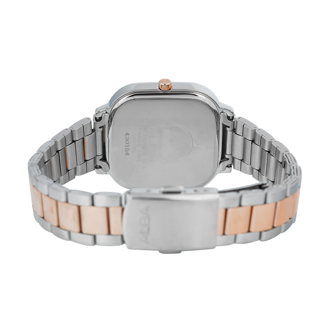 Jam Tangan ALBA Fashion AH7BZ0X1 Women Silver White Dial Dual Tone Stainless Steel Strap