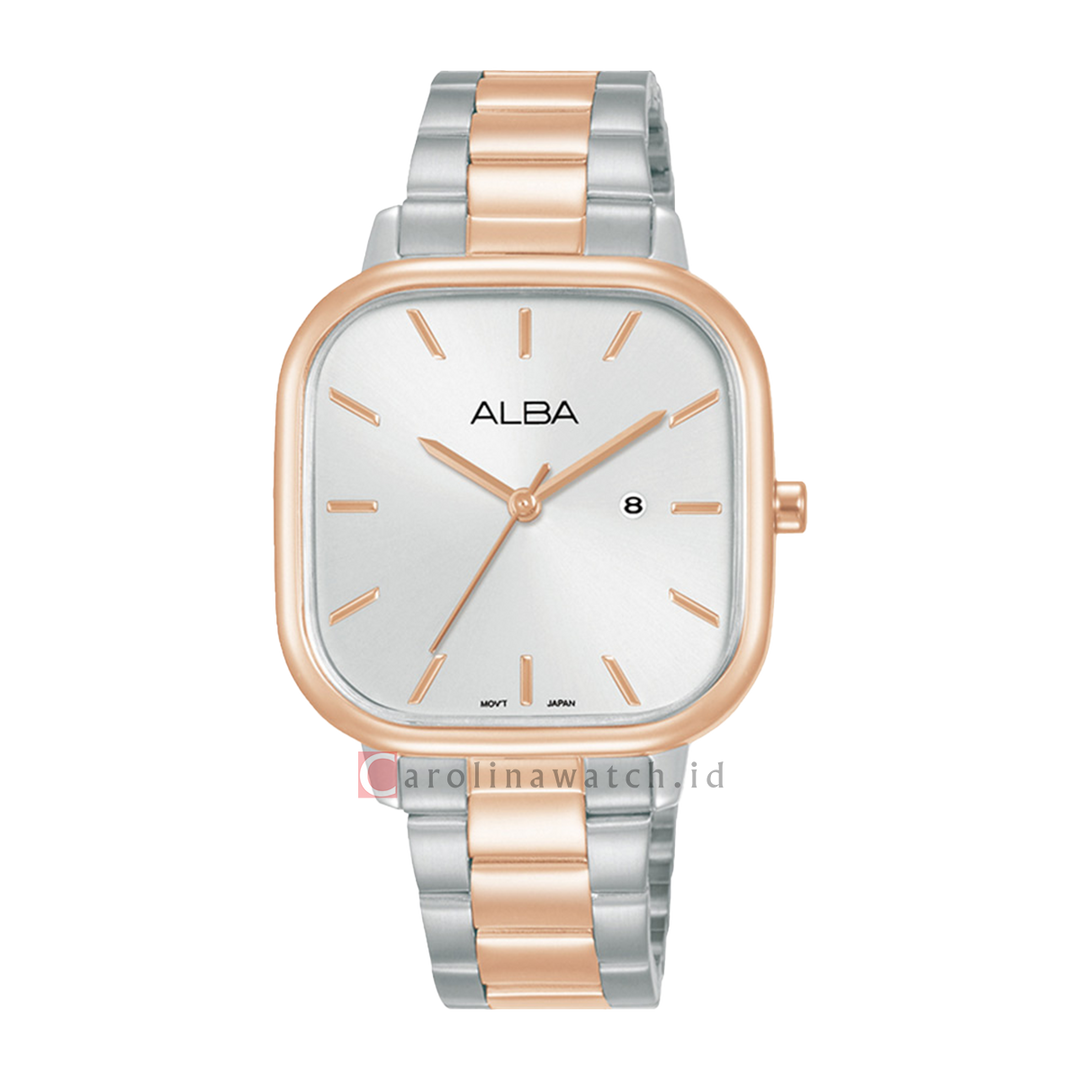 Jam Tangan ALBA Fashion AH7BZ0X1 Women Silver White Dial Dual Tone Stainless Steel Strap