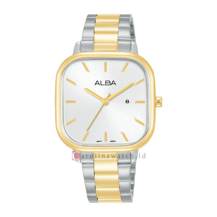Jam Tangan ALBA Fashion AH7BZ2X1 Women Silver White Dial Dual Tone Stainless Steel Strap