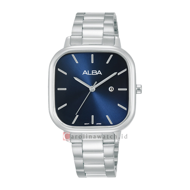 Jam Tangan ALBA Fashion AH7BZ3X1 Women Blue Dial Stainless Steel Strap